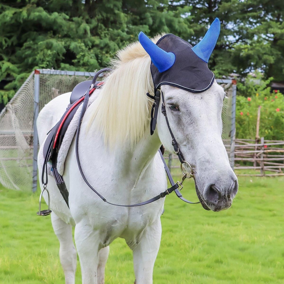 Breathable Mesh Cloth Ear Muffs For Horse Accessories Comfortable Fly Protection - Black