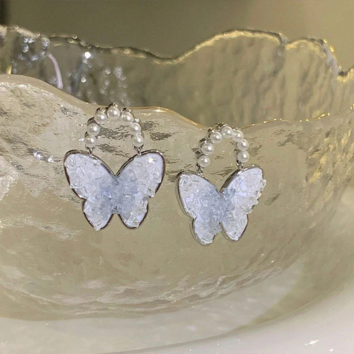Blue Butterfly Stud Earrings Women Stylish Lightweight Fashion Jewelry Accessory