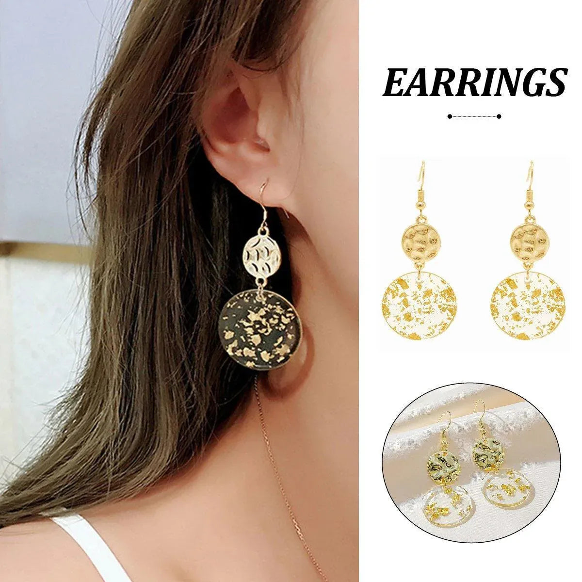 Chinese Vintage Acrylic Round Pendant Long Earrings Fashion Jewelry for Women