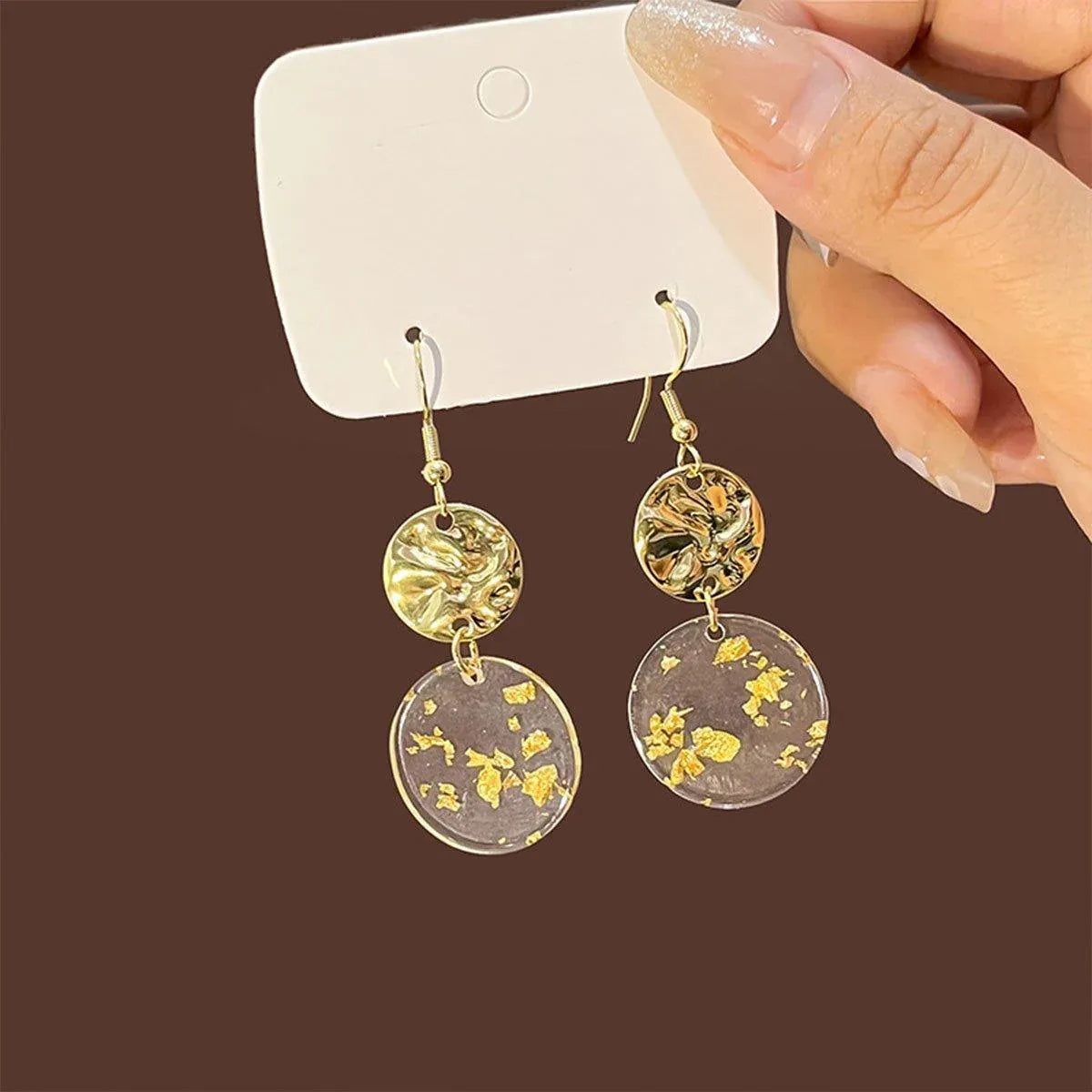 Chinese Vintage Acrylic Round Pendant Long Earrings Fashion Jewelry for Women