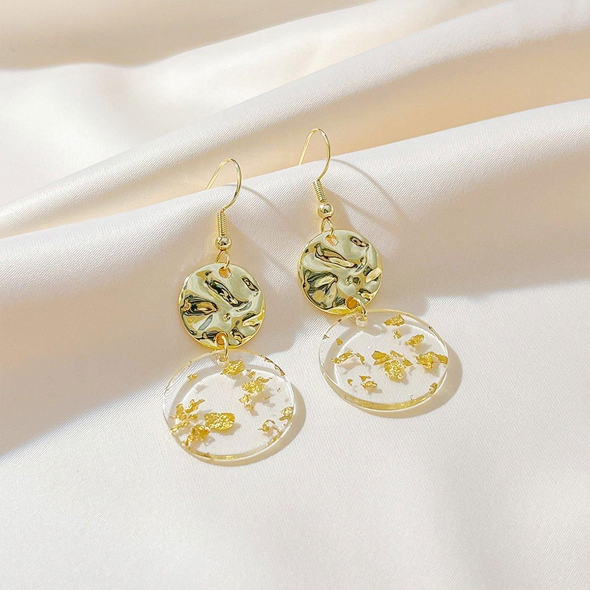 Chinese Vintage Acrylic Round Pendant Long Earrings Fashion Jewelry for Women