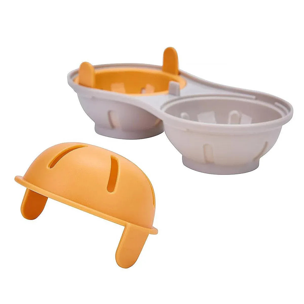 Microwave Egg Steamer With Lid Kitchen Egg Cooker Poacher Steam Box Container - Orange