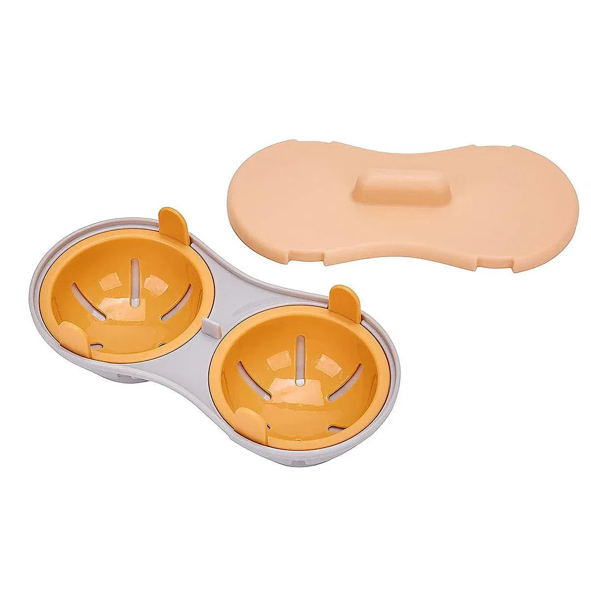 Microwave Egg Steamer With Lid Kitchen Egg Cooker Poacher Steam Box Container - Orange