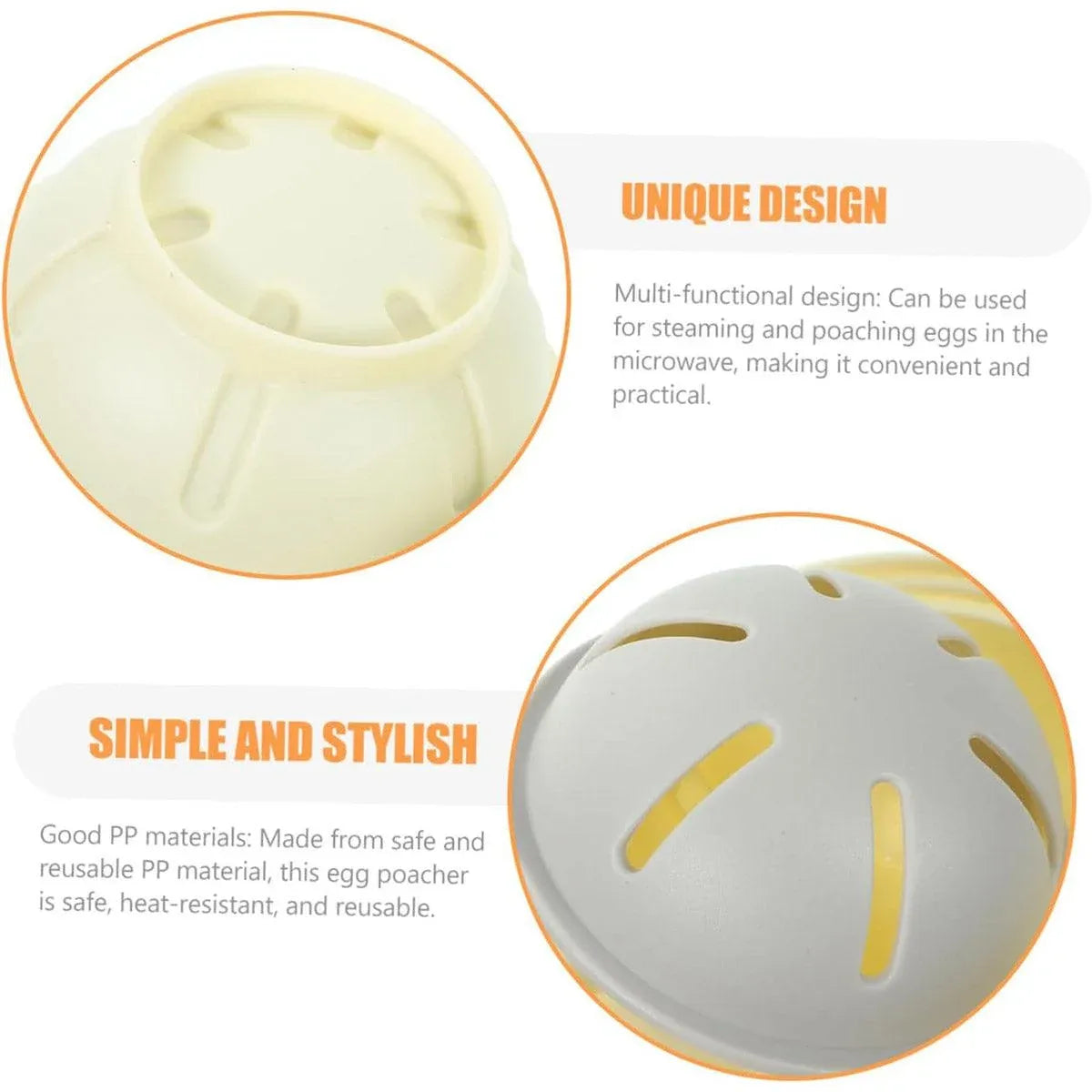 Microwave Egg Steamer With Lid Kitchen Egg Cooker Poacher Steam Box Container - White