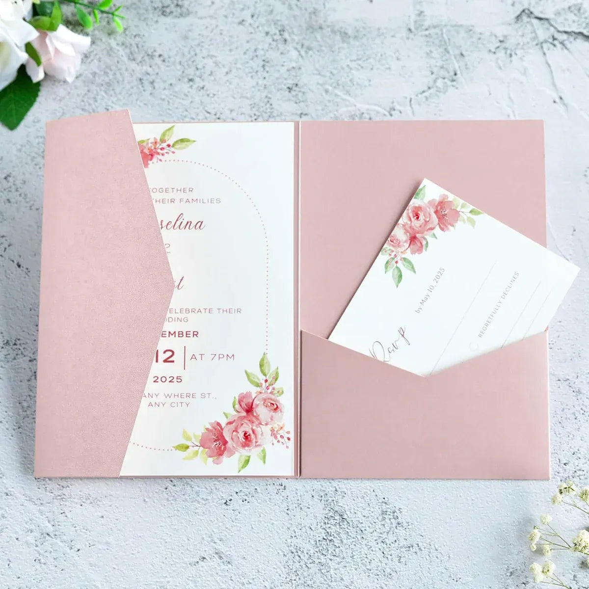 20PCS 3D Tri-Fold Holiday Wedding Invitation Envelope Greeting Cards Aesthetic - Blue