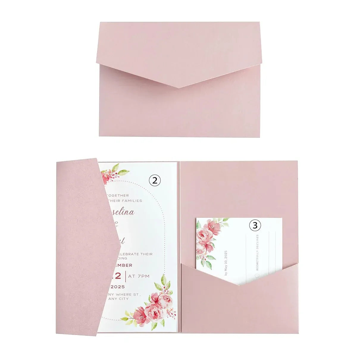 20PCS 3D Tri-Fold Holiday Wedding Invitation Envelope Greeting Cards Aesthetic - Blue