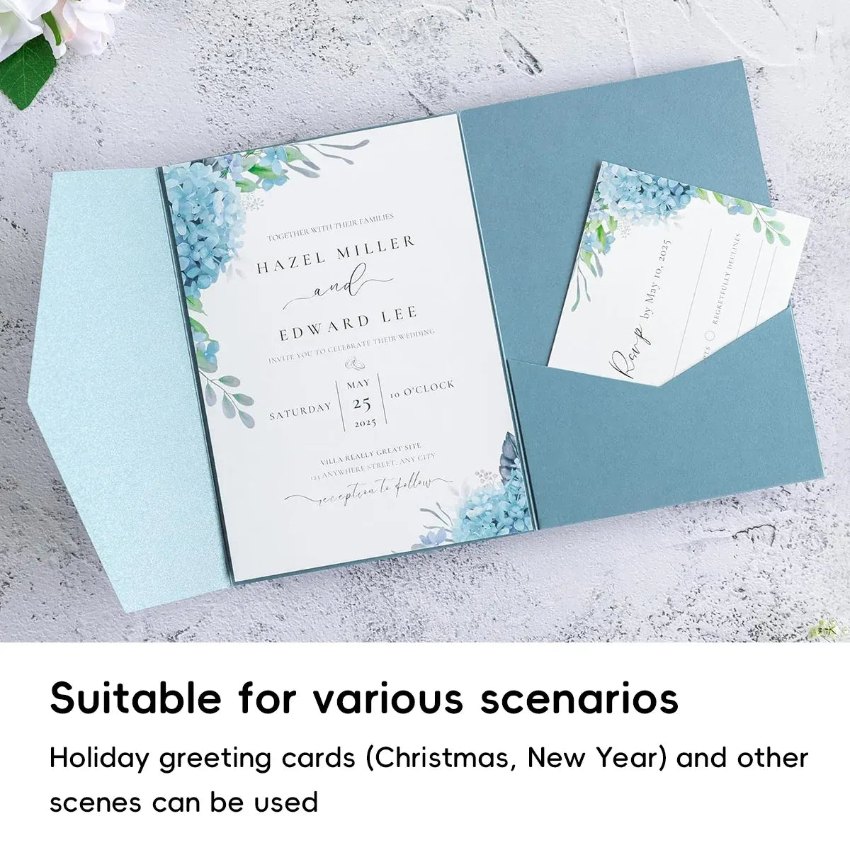 20PCS 3D Tri-Fold Holiday Wedding Invitation Envelope Greeting Cards Aesthetic - Pink