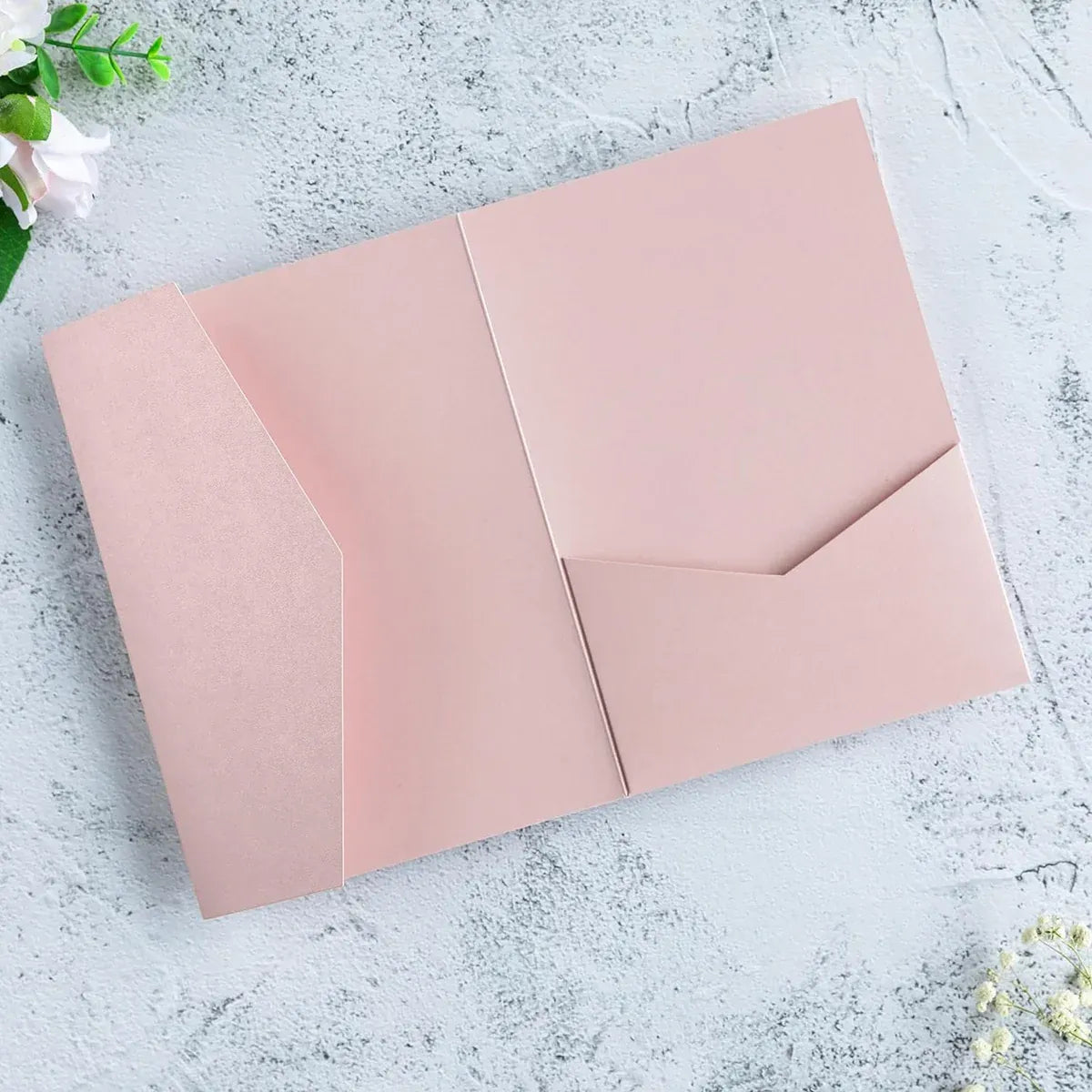 20PCS 3D Tri-Fold Holiday Wedding Invitation Envelope Greeting Cards Aesthetic - Pink