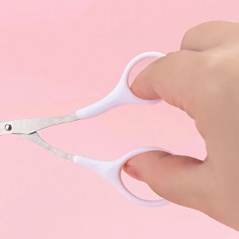 Eyebrow Scissors with Comb Stainless Steel Makeup Trimmer Beauty Tool 3 Colours - Pink