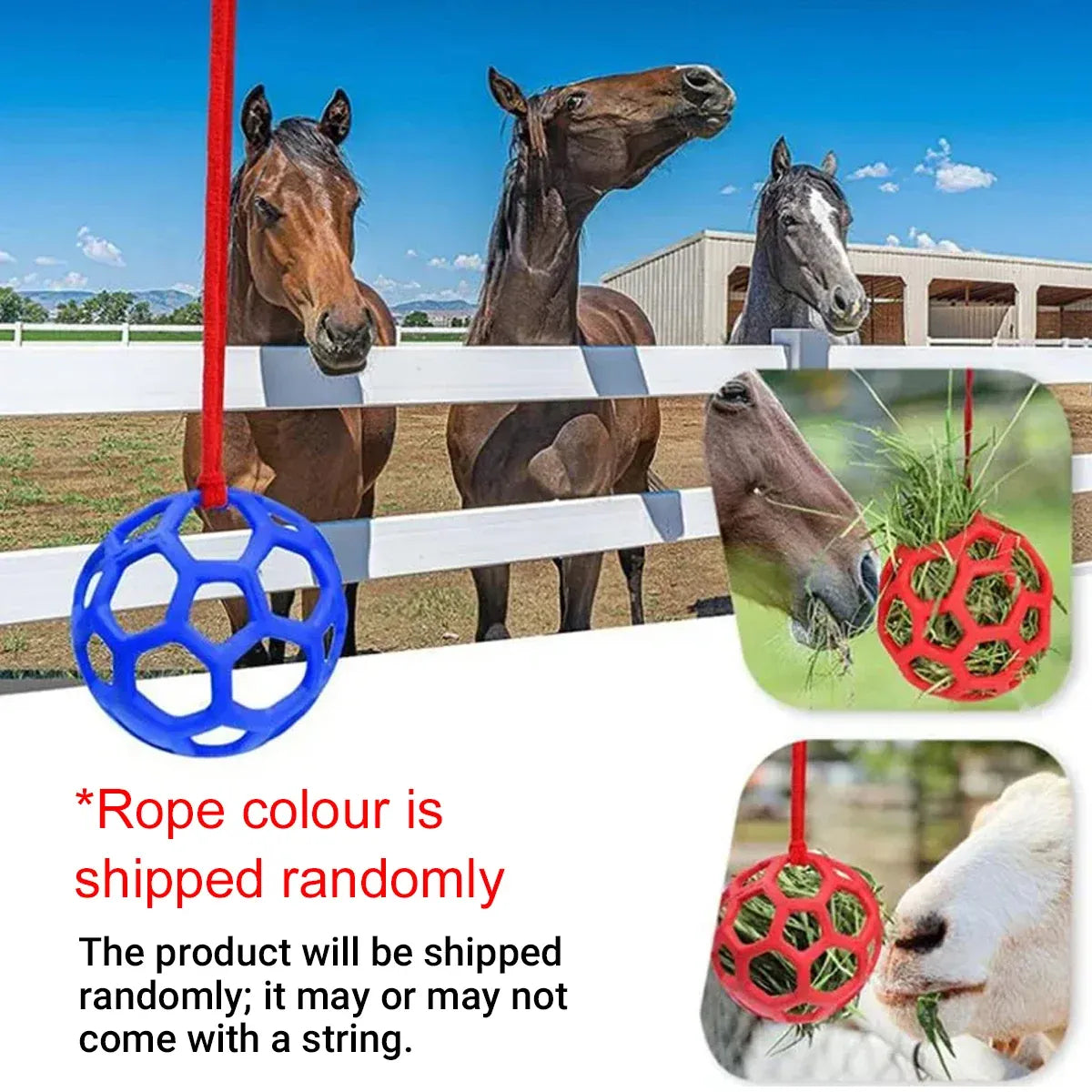 Hanging Hay Feeders Stable Feed Polo Feeding Balls Toy for Horses and Livestock - Blue