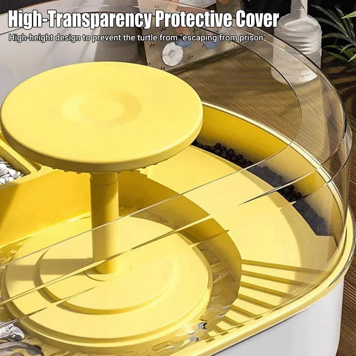Small Turtle Feeding Tank Basin Aquarium Feeding Box for Turtles Reptiles - Yellow