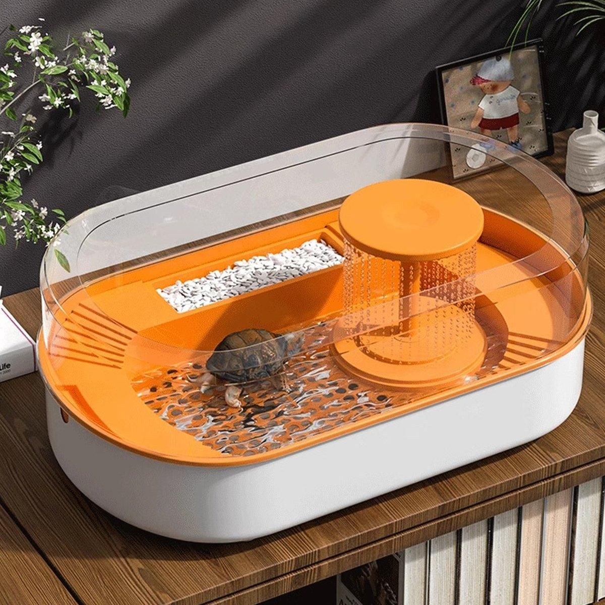 Small Turtle Feeding Tank Basin Aquarium Feeding Box for Turtles Reptiles - Yellow