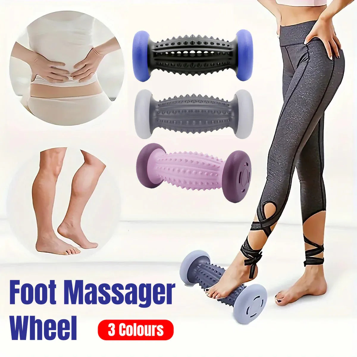 Foot Massage Roller Muscle Relaxation Yoga Exercise Tool for Home Use - Grey-Black
