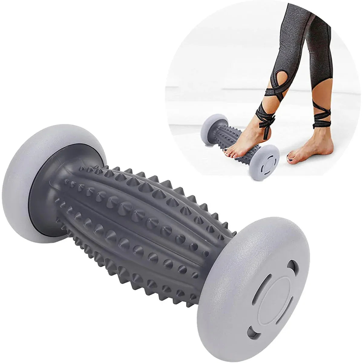 Foot Massage Roller Muscle Relaxation Yoga Exercise Tool for Home Use - Grey-Black