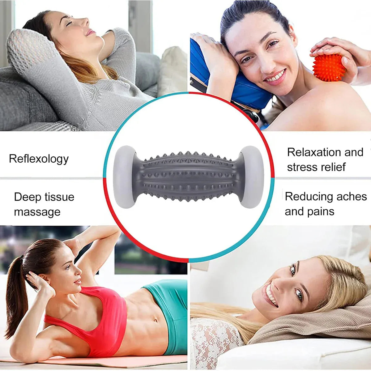 Foot Massage Roller Muscle Relaxation Yoga Exercise Tool for Home Use - Grey-Black