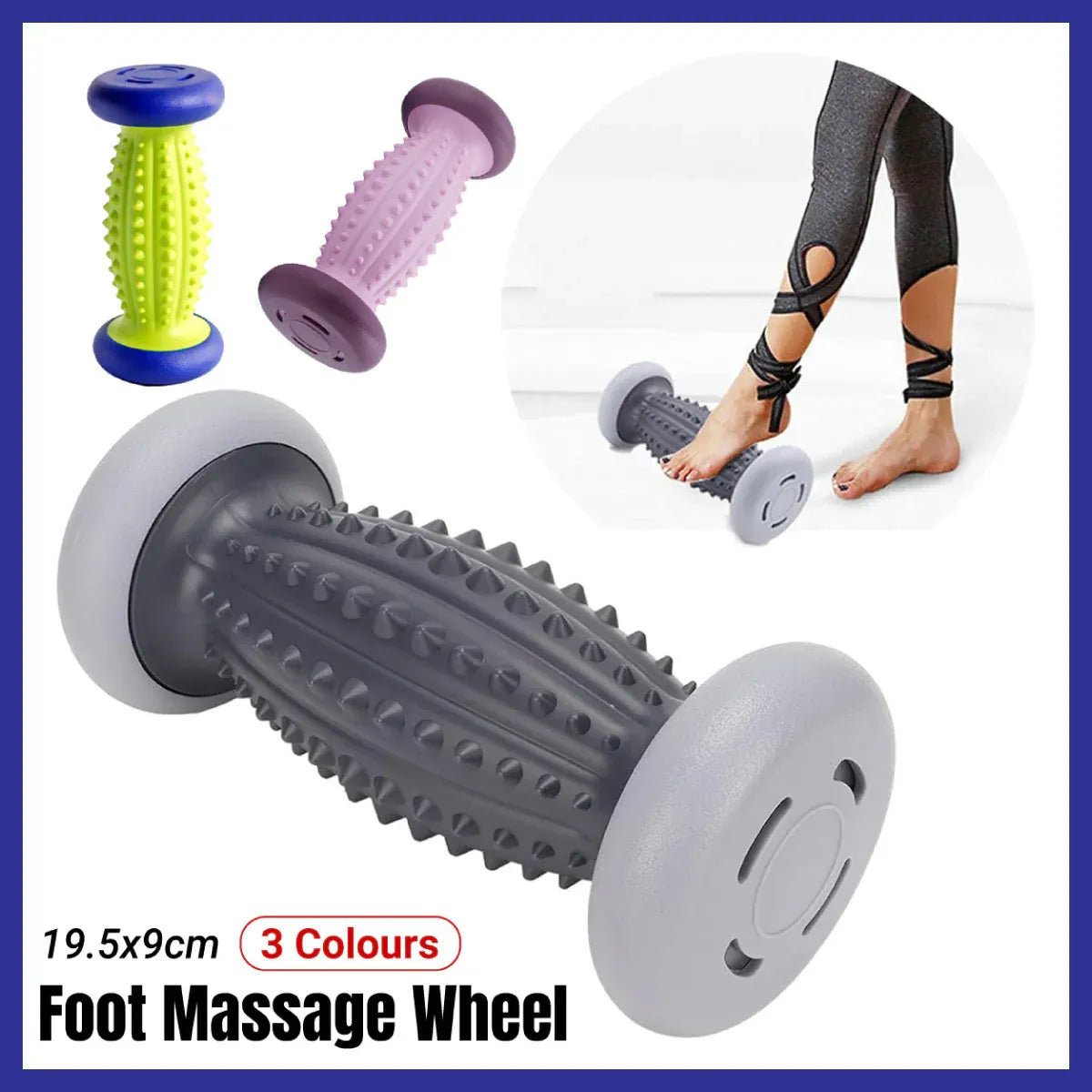 Foot Massage Roller Muscle Relaxation Yoga Exercise Tool for Home Use - Grey-Black