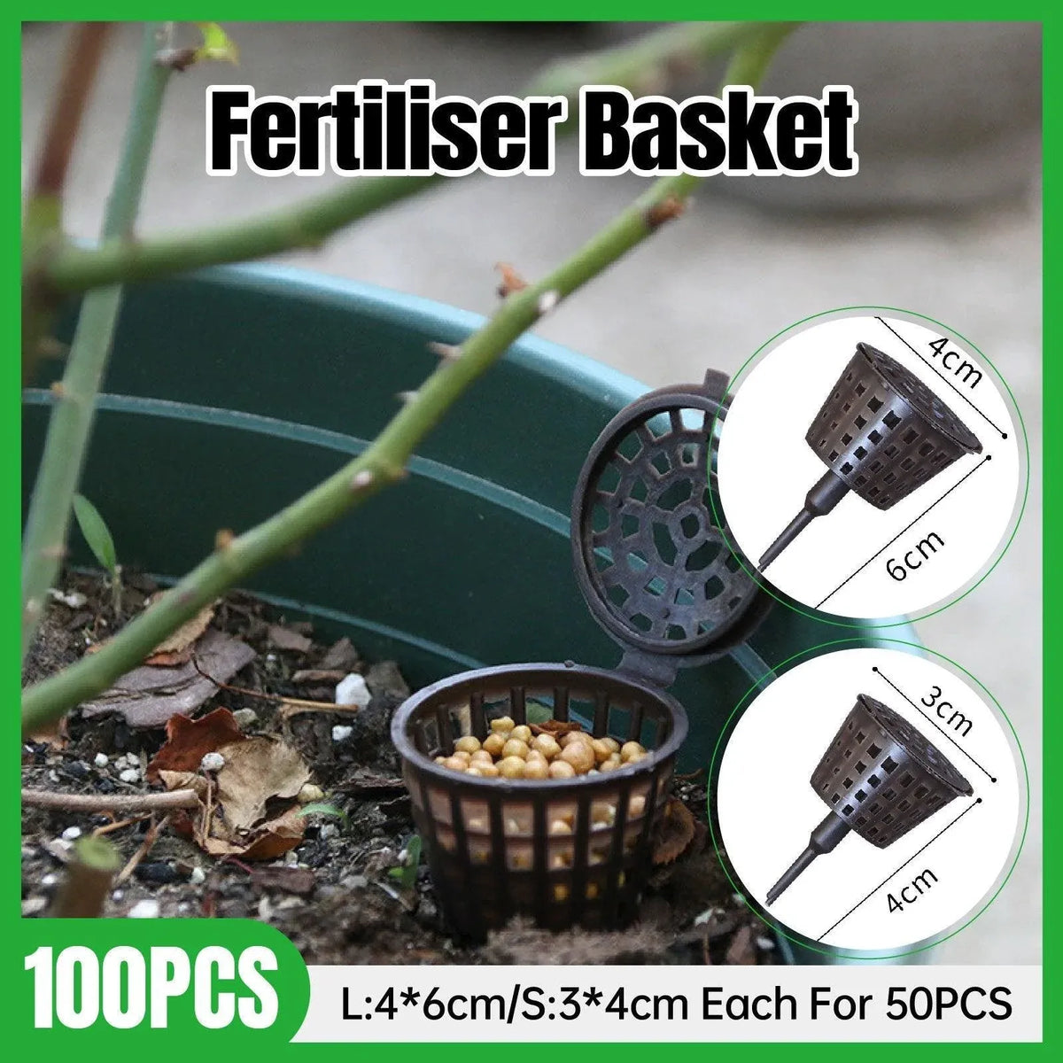 100x Plastic Fertilizer Baskets with Lid Balcony Gardening Tools Bonsai Supplies