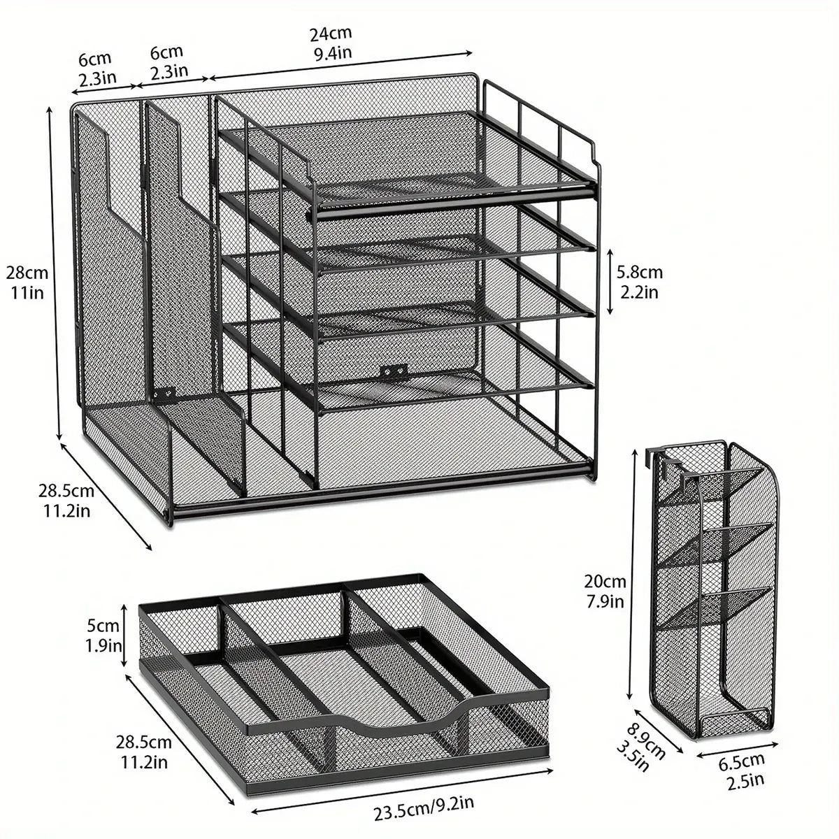 Multi Layer Desktop File Rack Storage Organizer Black Plastic for Office Home