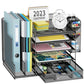 Multi Layer Desktop File Rack Storage Organizer Black Plastic for Office Home