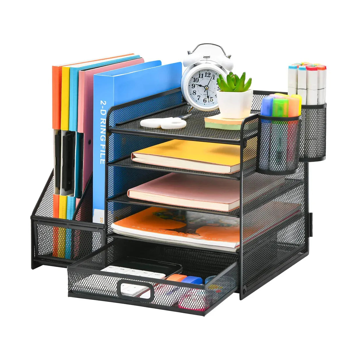 Document Storage Rack Office Shelf Black 461085 Multi Tier Desktop Organizer File