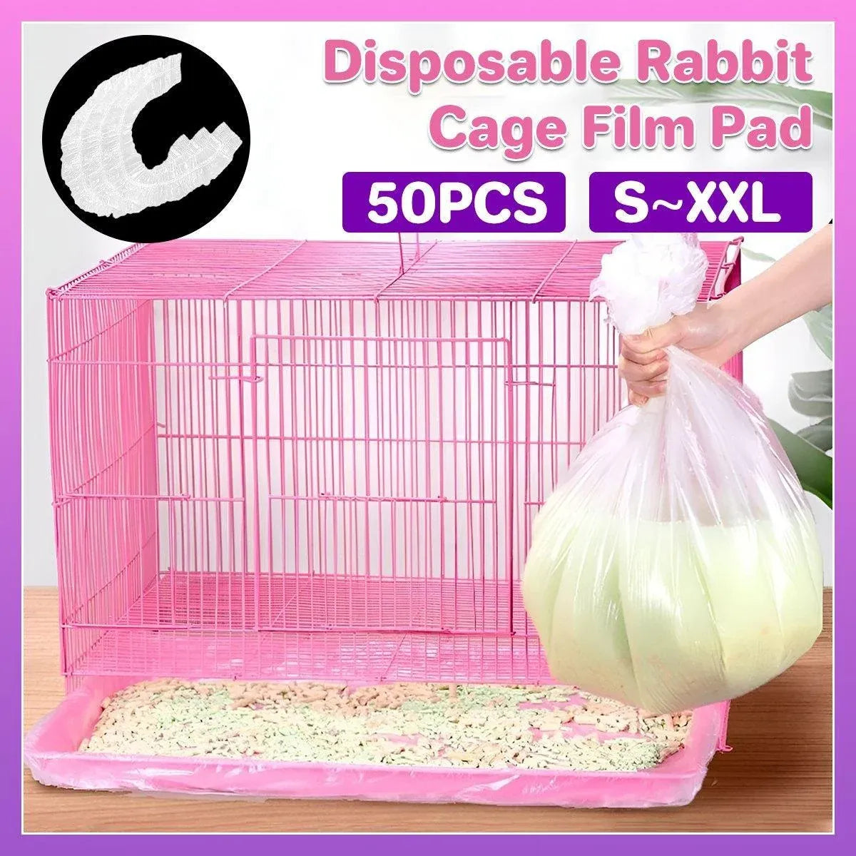 50Pcs Rabbit Cage Liners Disposable Plastic Mat Films Hamster Cage Cleaning Pad - XL-50PCS