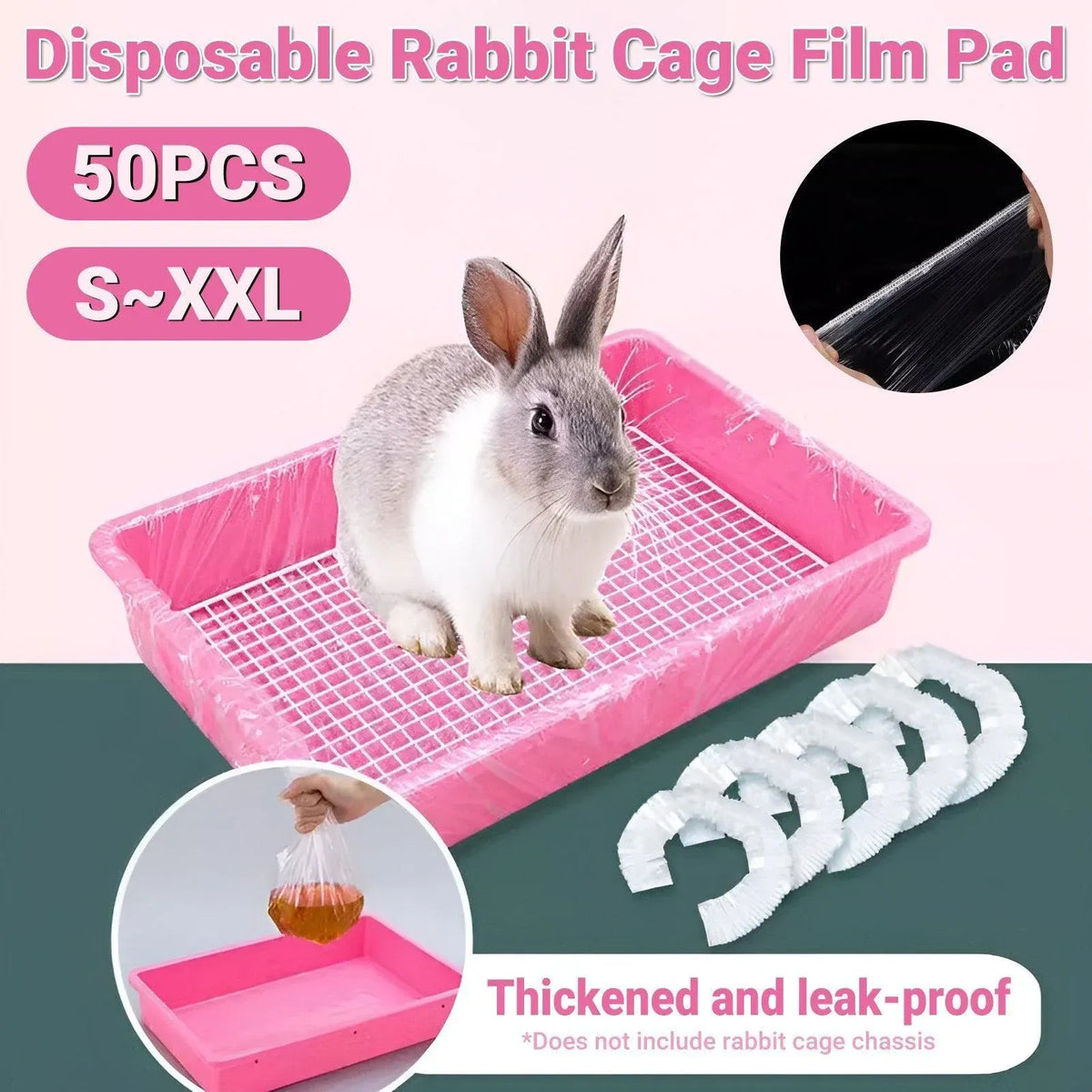 50Pcs Rabbit Cage Liners Disposable Plastic Mat Films Hamster Cage Cleaning Pad - XL-50PCS
