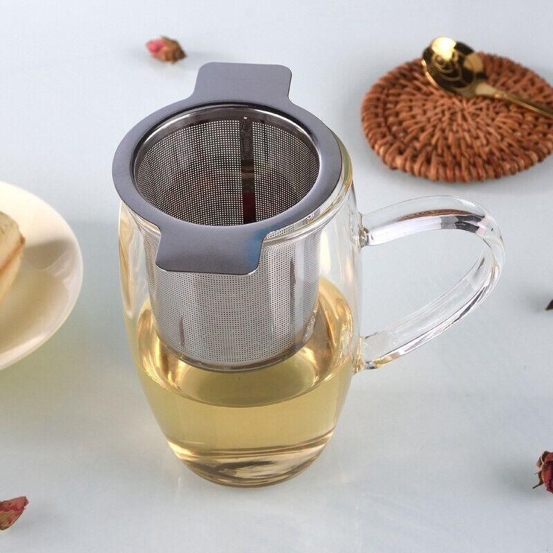 Tea Infuser With Lid Mesh Stainless Steel Metal Cup Strainer Loose Leaf Filter