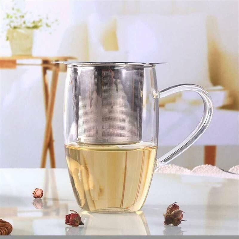 Tea Infuser With Lid Mesh Stainless Steel Metal Cup Strainer Loose Leaf Filter