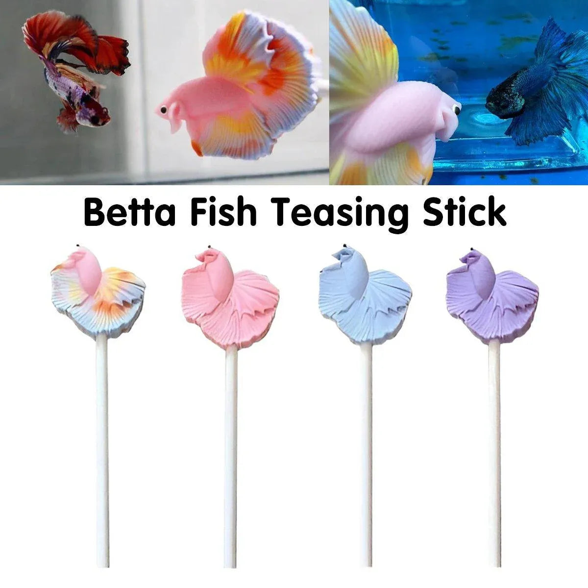 Fish Teaser Stick Interactive Training Pen Toy for Fish Tank Fun and Engagement - Colourful