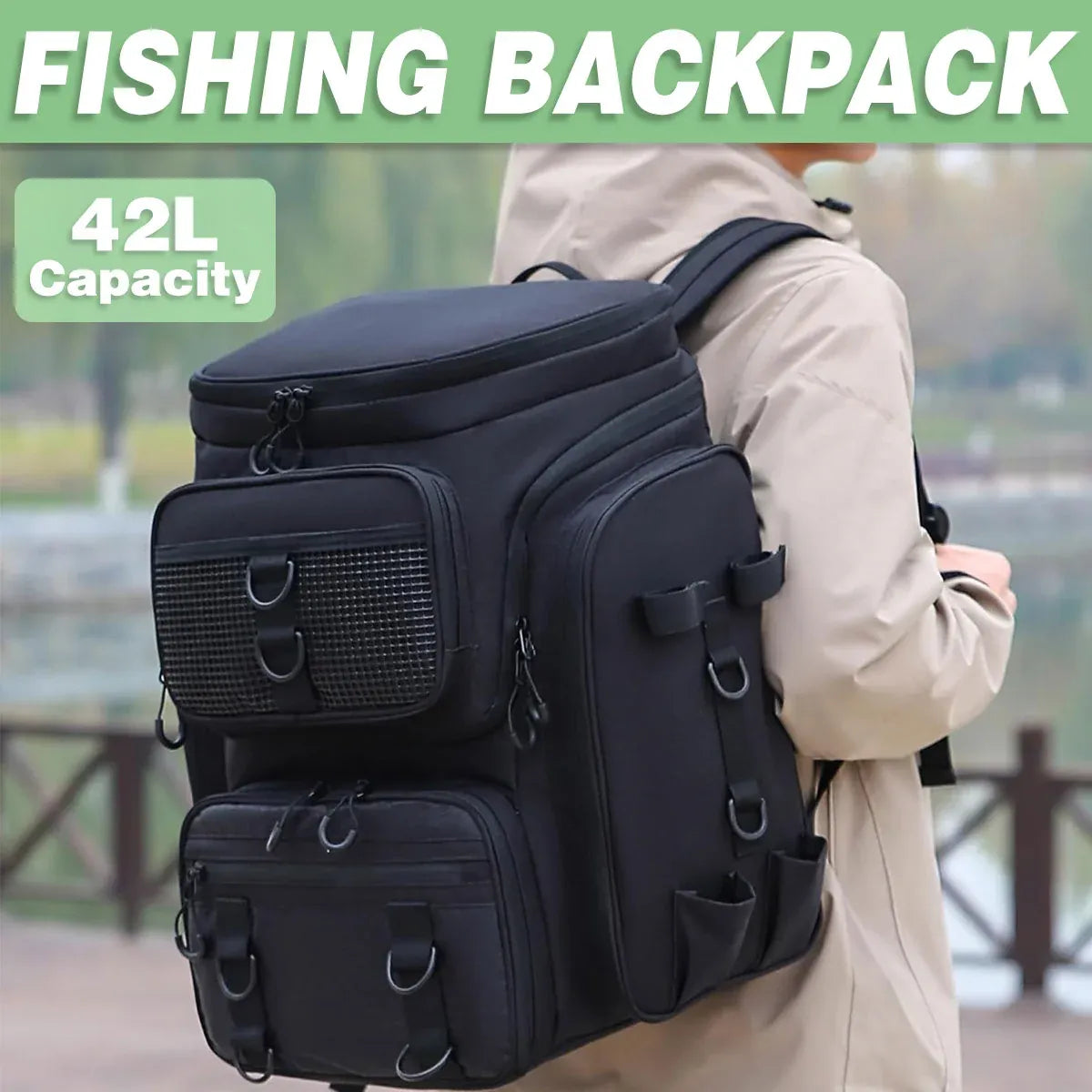 Fishing Backpack Outdoor Gear Bag Multi Pocket Camouflage Storage Bag Waterproof