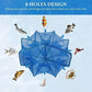 6/8/10 Holes Fishing Net Small Foldable Square Folding Shrimp Eel Lobster Trap - 6Holes