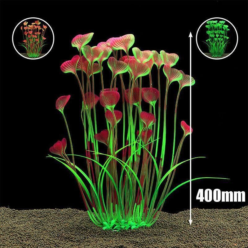 Aquarium 40cm Artificial Simulation Water Plants Fish Tank Plant Grass Decor - Pink