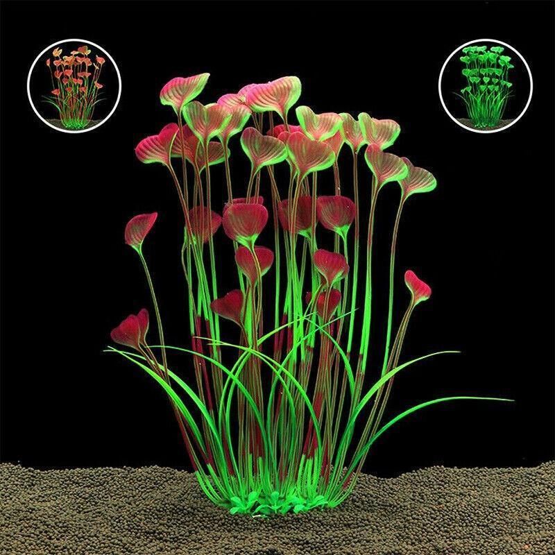 Aquarium 40cm Artificial Simulation Water Plants Fish Tank Plant Grass Decor - Pink
