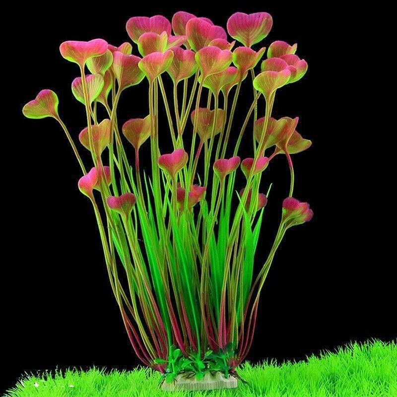 Aquarium 40cm Artificial Simulation Water Plants Fish Tank Plant Grass Decor - Pink