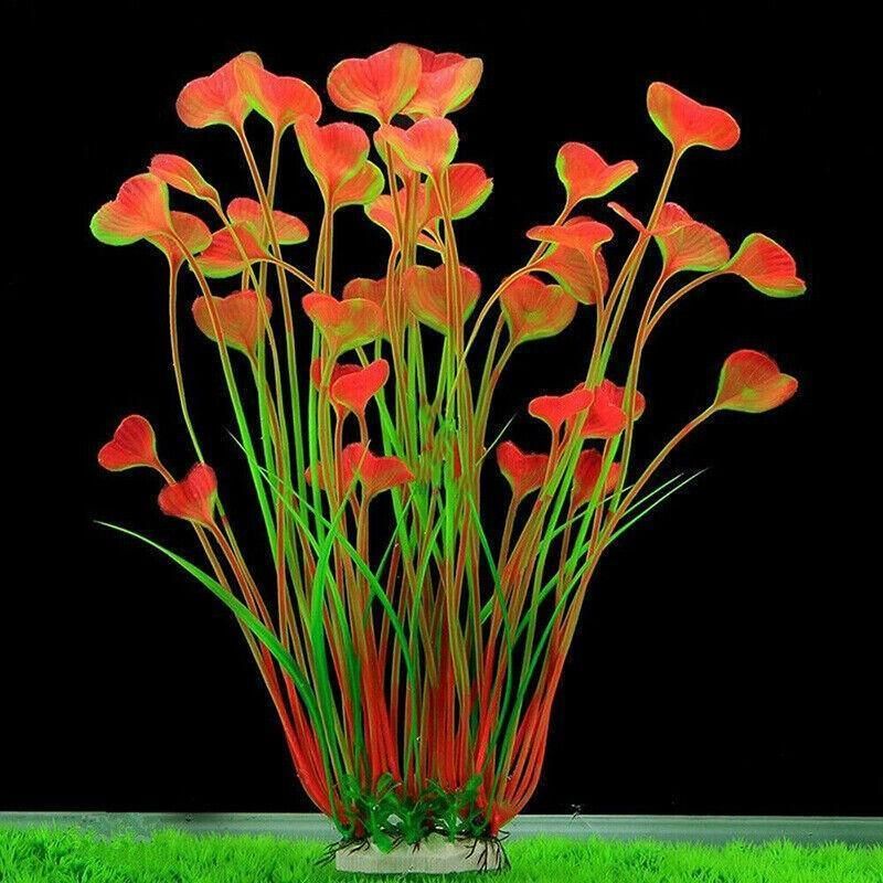 Aquarium 40cm Artificial Simulation Water Plants Fish Tank Plant Grass Decor - Pink