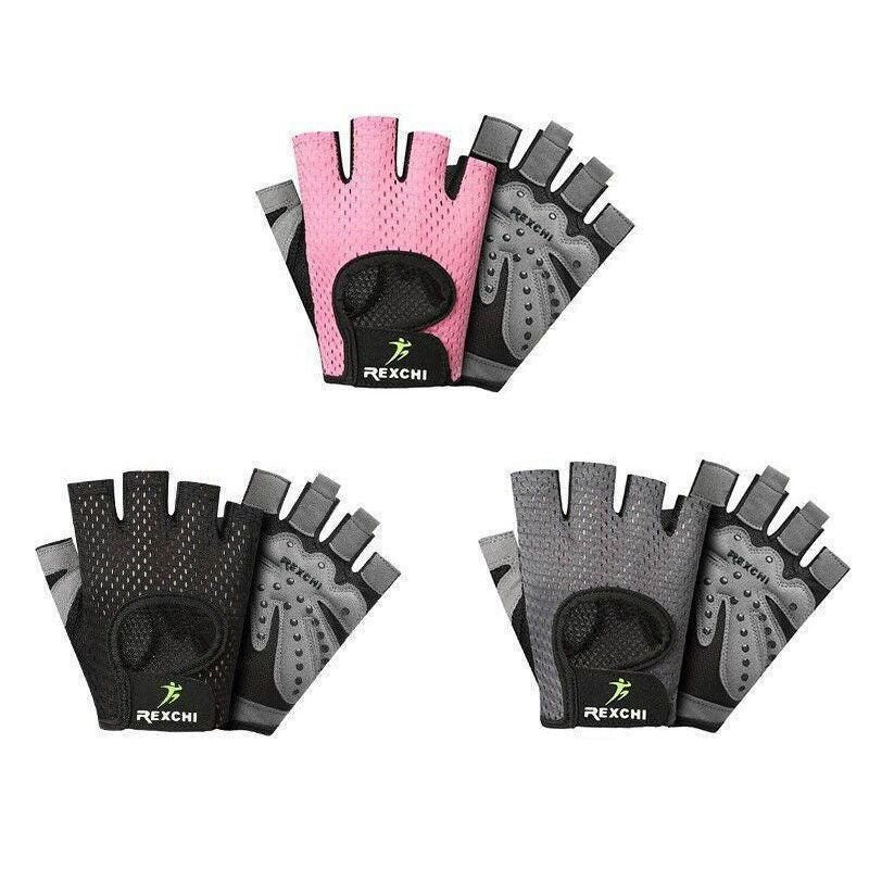 M Size Women Fitness Gym Training Gloves Half Finger Gel Weight Lifting Workout Gloves - Pink