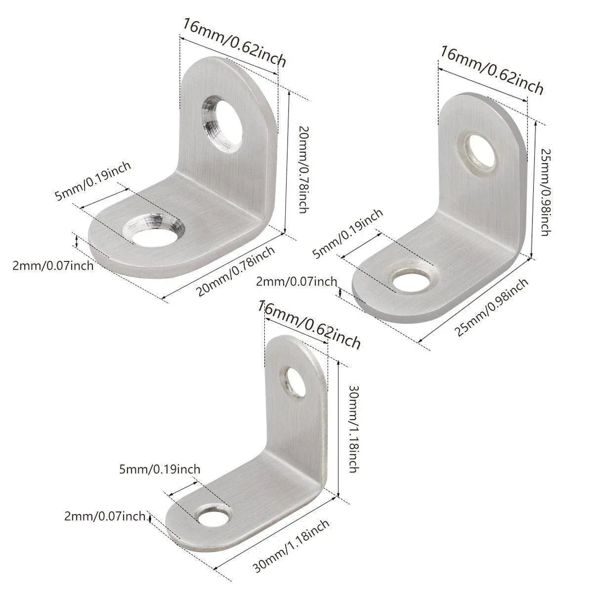 10pcs 90-degree L Type Angle Brackets Right Angle Fixed Support Furniture Connector - 25*25*16mm