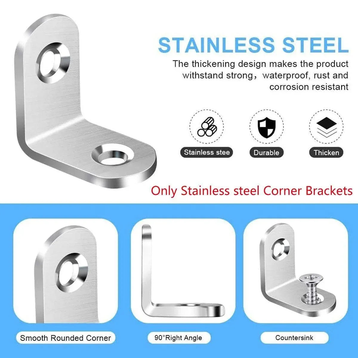 10pcs 90-degree L Type Angle Brackets Right Angle Fixed Support Furniture Connector - 25*25*16mm