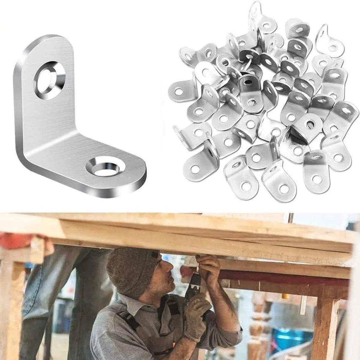 10pcs 90-degree L Type Angle Brackets Right Angle Fixed Support Furniture Connector - 25*25*16mm