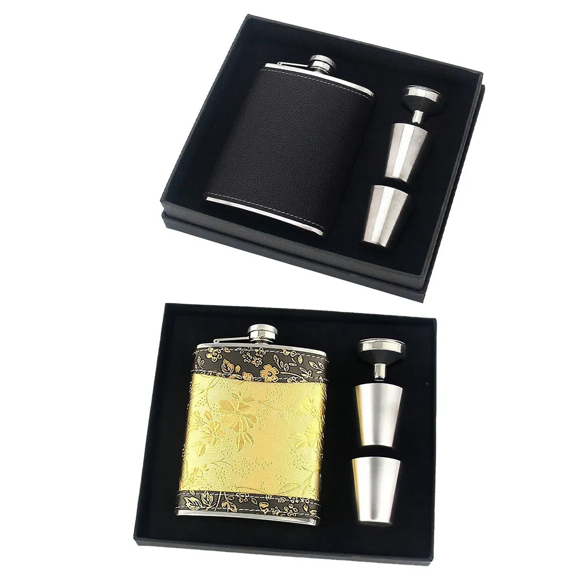 8oz Stainless Steel Wine Flask Portable Flat Metal Outdoor Bottle Gift Set Use - Lychee Pattern