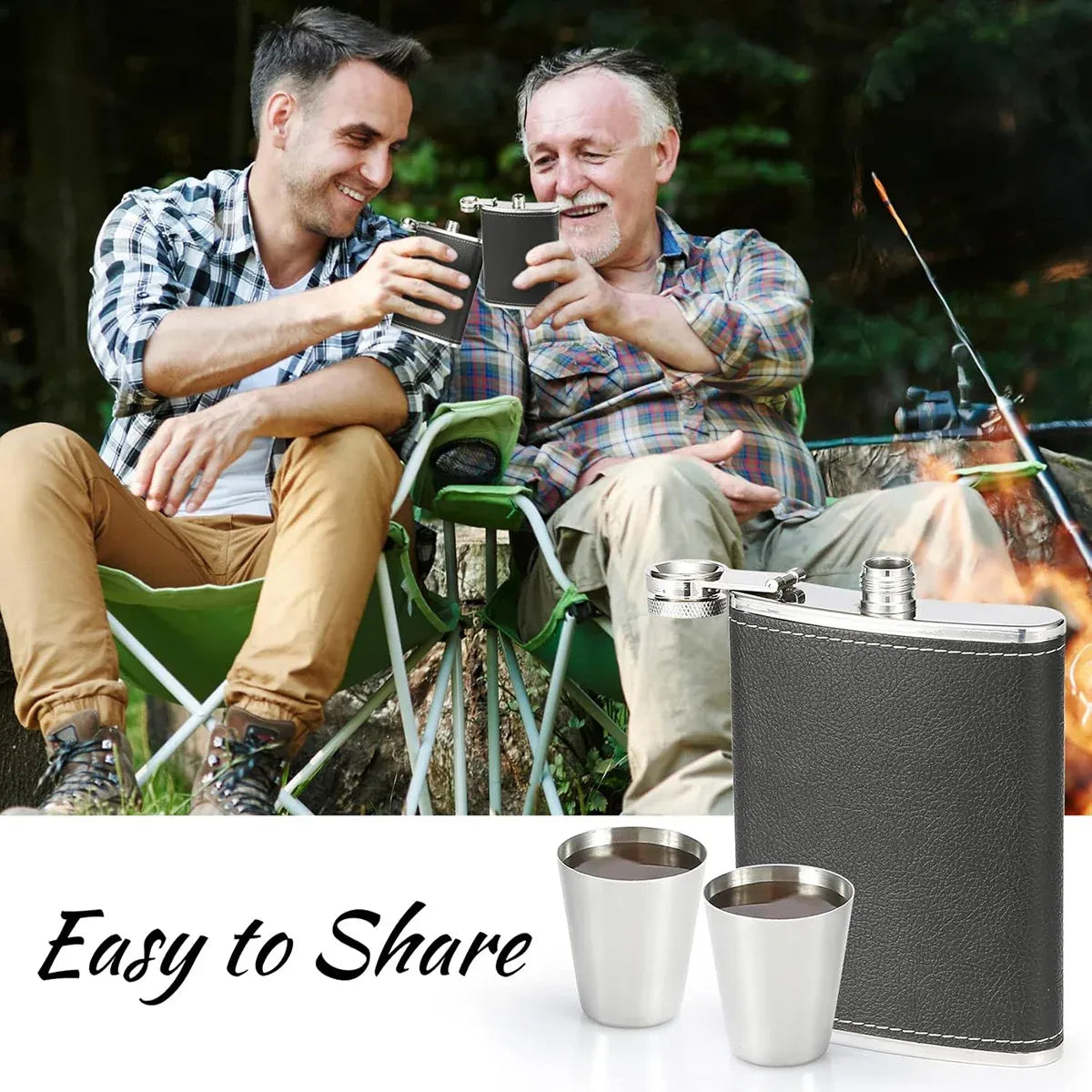 8oz Stainless Steel Wine Flask Portable Flat Metal Outdoor Bottle Gift Set Use - Lychee Pattern