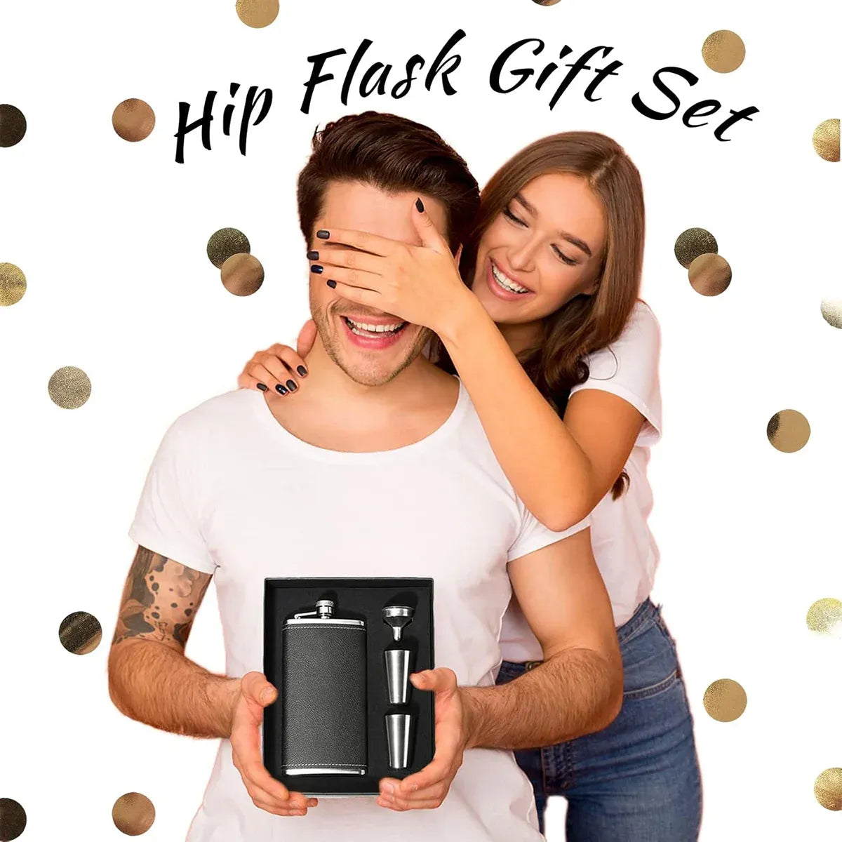 8oz Stainless Steel Wine Flask Portable Flat Metal Outdoor Bottle Gift Set Use - Lychee Pattern