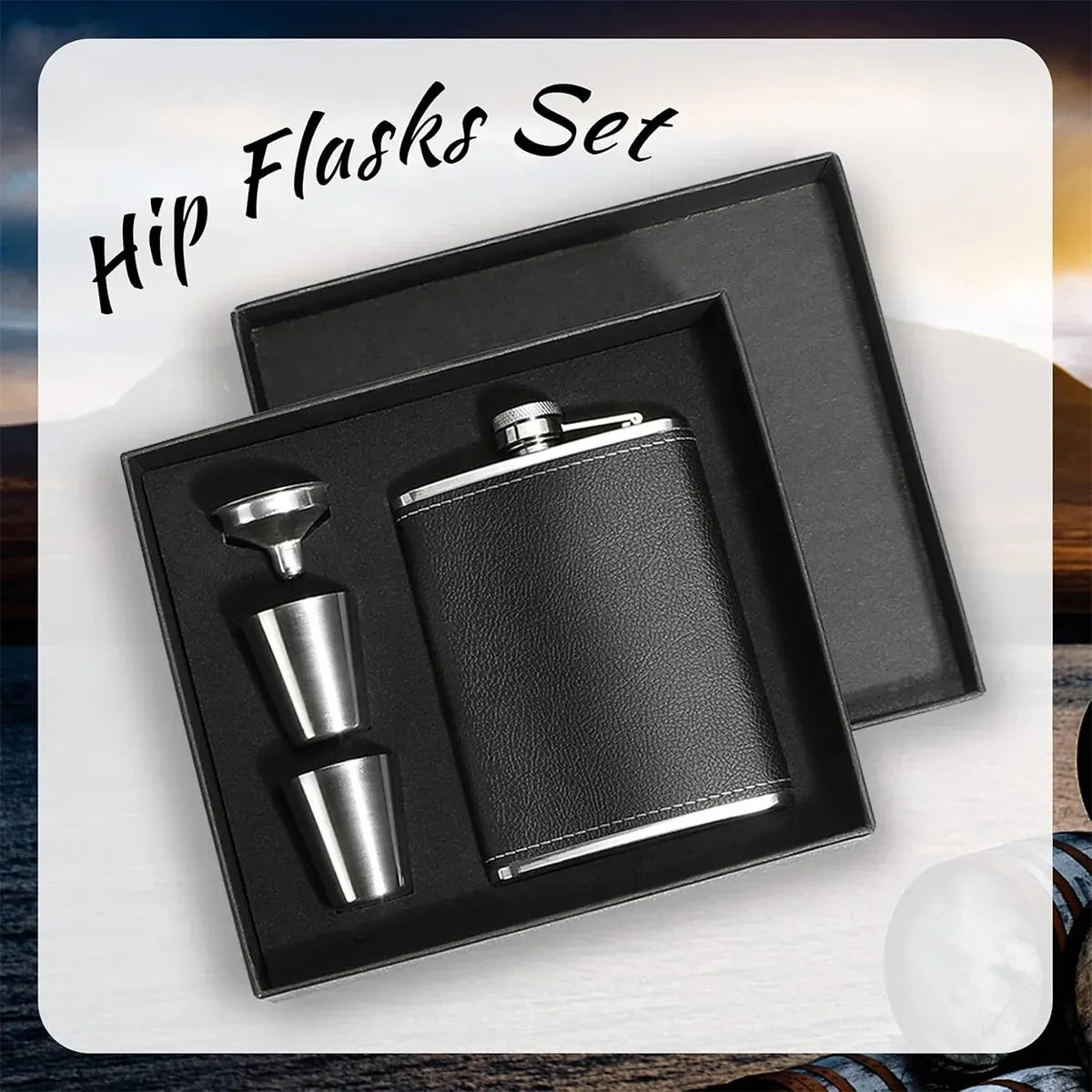 8oz Stainless Steel Wine Flask Portable Flat Metal Outdoor Bottle Gift Set Use - Lychee Pattern