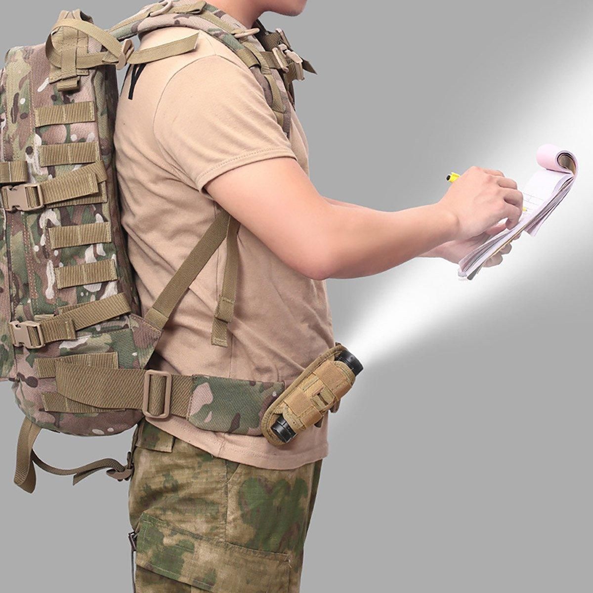 Portable Outdoor Military Flashlight Bag Pouch Tactical Case Holster Belt Holder - Black