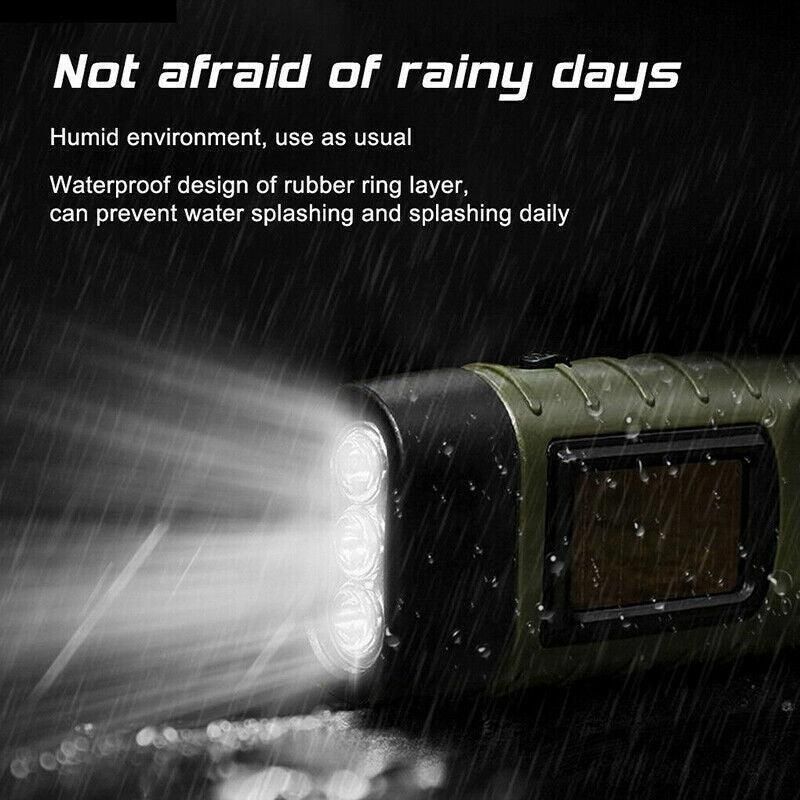 Hand Crank Solar Powered Rechargeable Led Camping Emergency Flashlight - Yellow