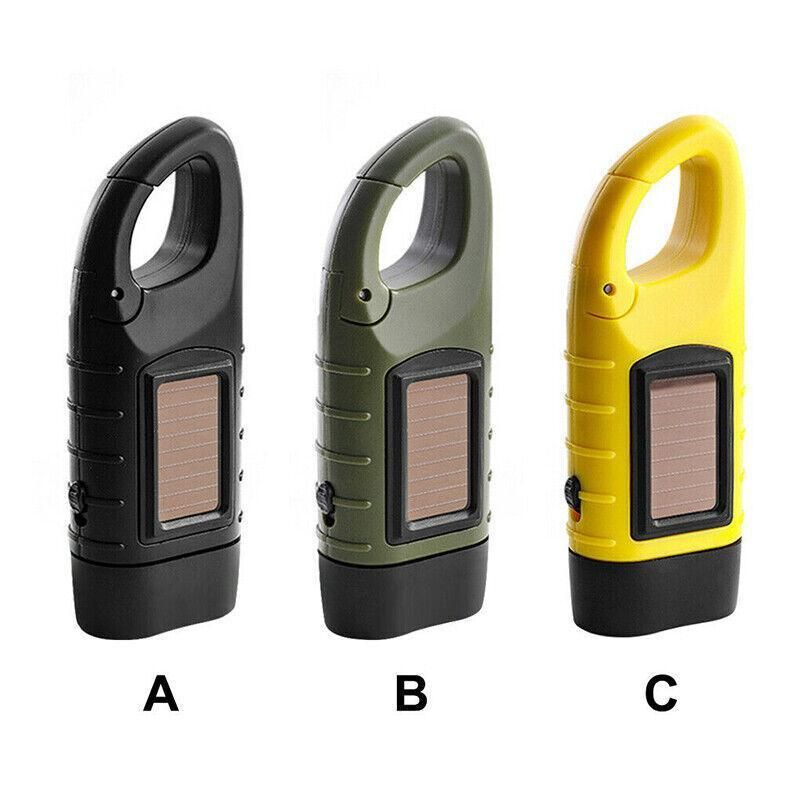 Hand Crank Solar Powered Rechargeable Led Camping Emergency Flashlight - Yellow