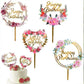 Happy Birthday Anniversary Wedding Cake Flowers Topper Acrylic Party Decorations - NO.14