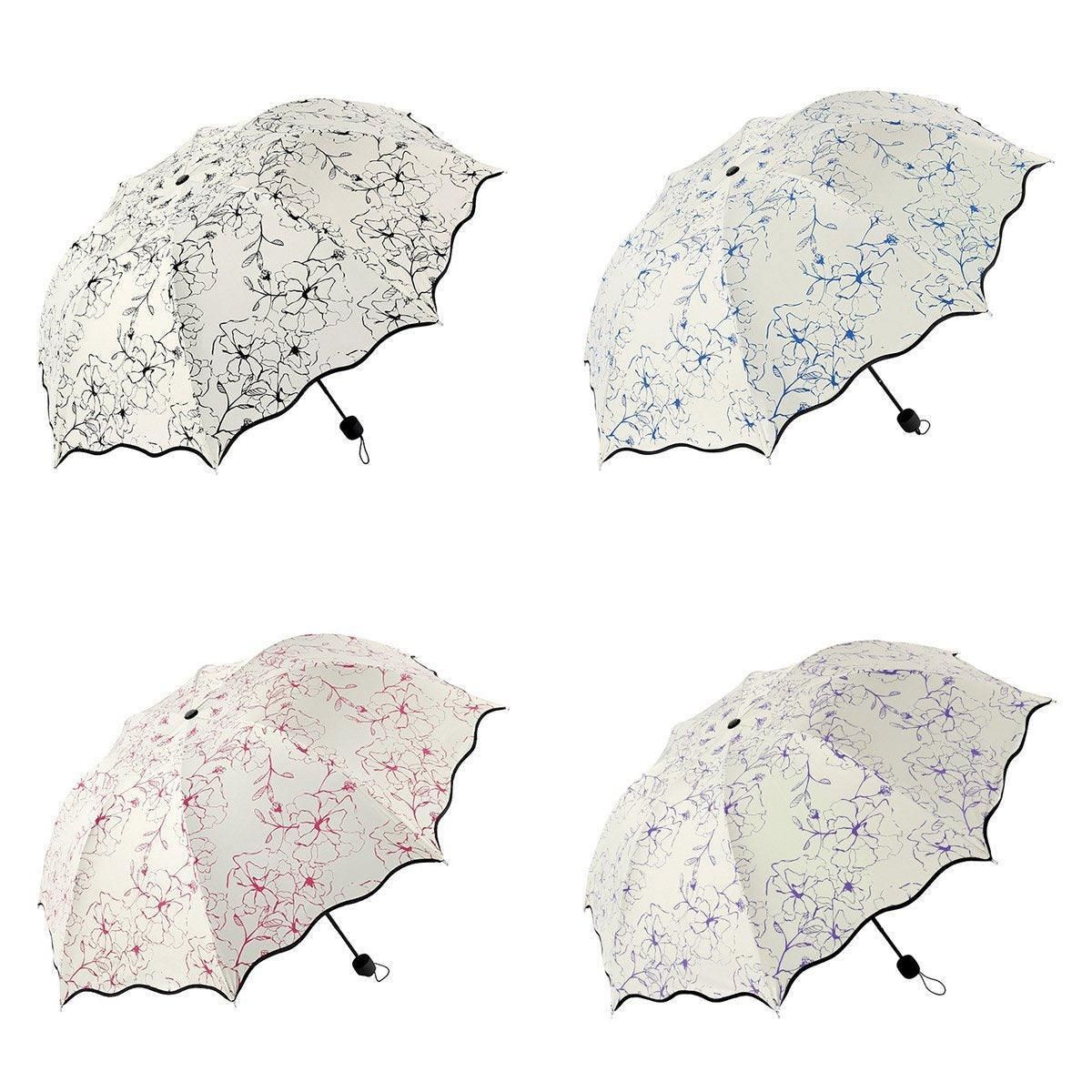 Folding Umbrella Triple Fold Sunshade Rainproof UV Protection Compact Umbrella - Blue