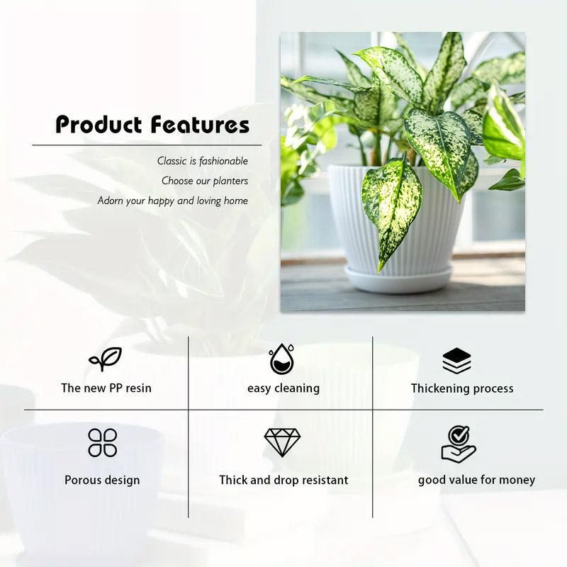 Stripes Flower Pot Green Gardening Green Flowerpot 305896 6pcs Simple Plastic Round