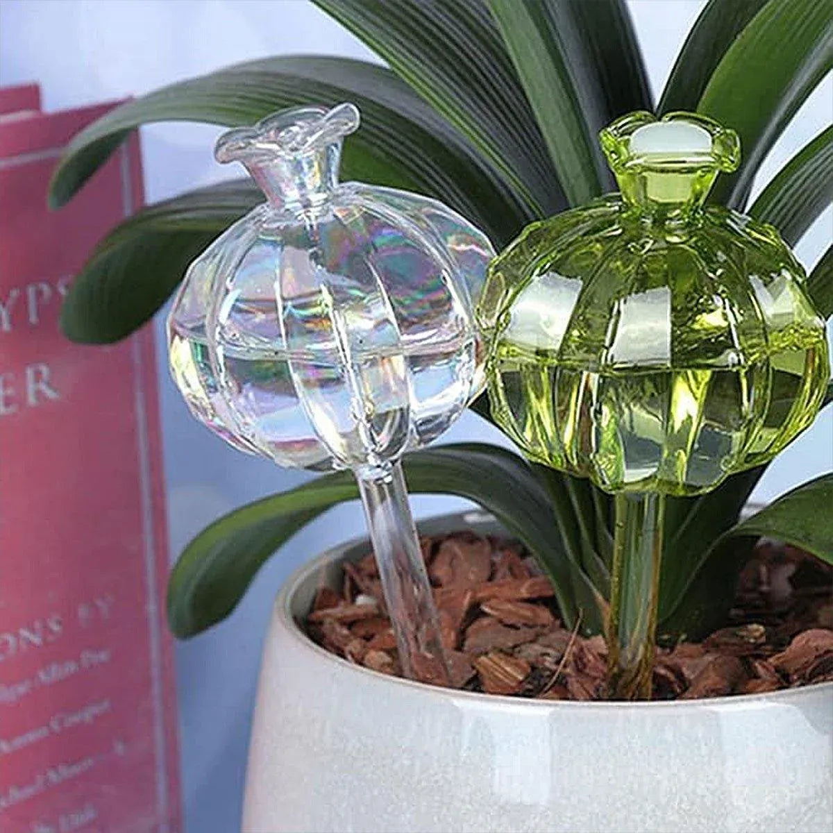 2PCS Automatic Glass Watering Cactus Plant Flower Self Drip Irrigation Tool - Transparent